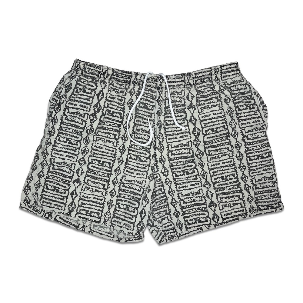 Vintage 90s Ocean Blue Black and White Graphic Swim Shorts With Liner